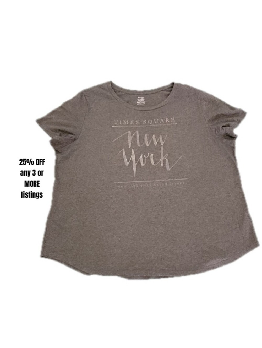 Gray 'New York' Graphic Tee Vintage Plus Size XXL  Soft Comfortable Crewneck